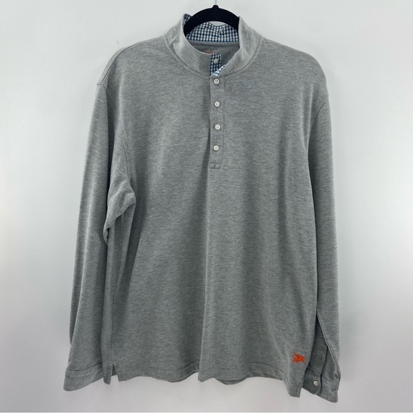 Sam Malouf Other - Sam Malouf Gray Long Sleeve 1/4 Button Polo Shirt Men’s Large Sport Fit